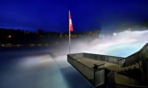 Rhine Falls Switzerland Prints: Viewing platform at the Rheinfall