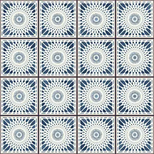 Monochrome Artwork Prints: Vintage Ceramic Tiles Print Pattern