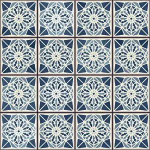 Mosaic Floor Pattern Prints: Vintage ceramic tiles vector pattern