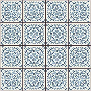 Monochrome Artwork Prints: Vintage Ceramic Tiles Print Pattern