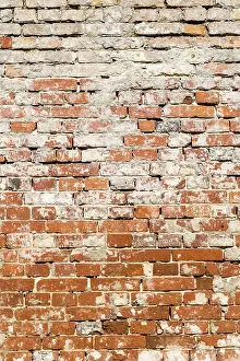 Deserted Red Brick Structure Prints: Vintage red brick wall pattern background