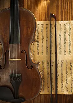 Classic Music Instrument Prints: Violin and fiddlestick on note