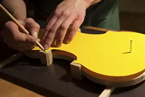 One Person Workshop Prints: Violin making, marking the blocks