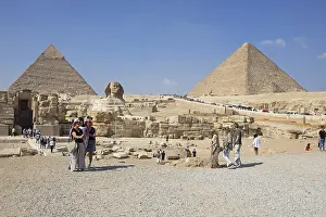 Giza Landmarks Prints: Visitors at the Sphinx and the Pyramids