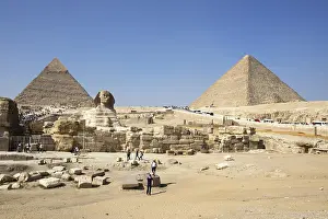Egyptian Mythology Figures Prints: Visitors at the Sphinx and the Pyramids