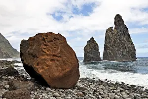 Madeira Portugal Landscape Prints: Volcanic rock formations at the cliffs of