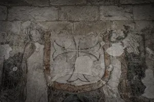 Images Dated 11th October 2024: Templar Cross Wall Painting Print, 10th century Spain