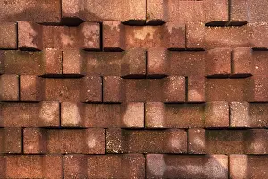 Southern Europe Background Image Prints: Wall structure of red concrete blocks