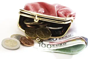 Symbolic Money Image Prints: Wallet with notes and coins