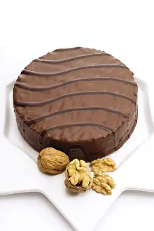 Christmas Dessert Prints: Walnut cake with chocolate icing