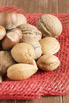 Empty Grocery Store Aisle Prints: Walnuts, hazelnuts, almonds and pecans