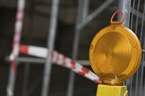 Construction Site Safety Prints: Warning light at a construction site