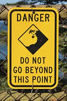 Deserted Warning Sign Prints: Warning, Shield, Danger, Do not go beyond this point