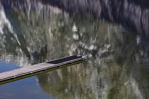 Altaussee Lake Prints: Water reflection with bathing jetty