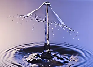 Water Droplet Photography Prints: Water splashes Macro drop on drop