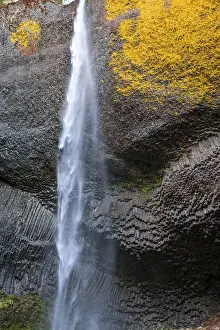 American Nature Photography Prints: Waterfall in front of basalt rock