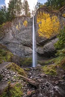 Long Exposure Photography Tips Prints: Waterfall in front of basalt rock