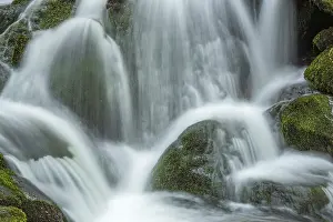 Mountain Torrent Flow Prints: Waterfall on a mountain stream in spring