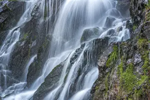 Mountain Torrent Flow Prints: Waterfall on a mountain stream in spring