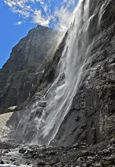 Bernese Oberland Scenery Prints: Waterfall thundering down a rock face