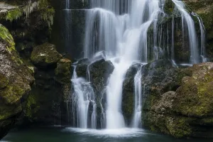 Deserted European Waterfalls Prints: Waterfall at the Traunfall, Upper Austria, Austria