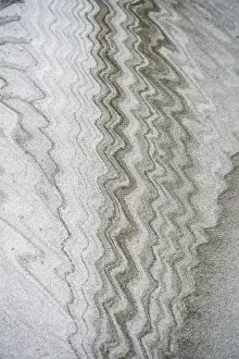 Deserted Sandy Beach Scene Prints: Wave pattern in the sand, sandy beach