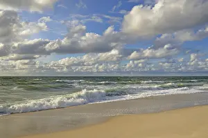 Sandy Beach Germany Prints: Waves running out at the sandy beach