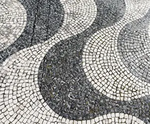 Wavy Pavement Pattern Prints: Wavy pattern in pavement, black and white