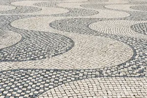 Deserted Daytime Scene Prints: Wavy pattern in pavement, black and white