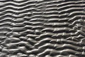 Empty Beachfront Scene Prints: Wavy pattern of sand on a beach