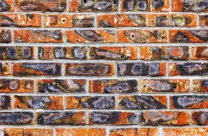 Old Red Brick Background Prints: Weathered old red brick wall texture background