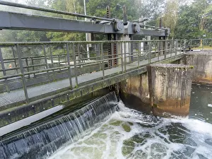 Weir On The Spree River Prints: Weir and lock on the river Spree