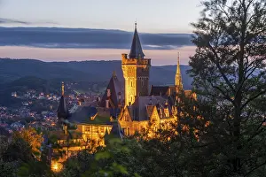 European Castle Photography Prints: Wernigerode Castle, dusk, Wernigerode