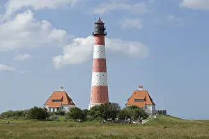 German Lighthouses Prints: Westerhever Lighthouse with cloud sky