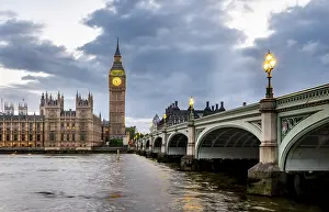 London River Thames Scene Prints: Westminster Bridge with Thames