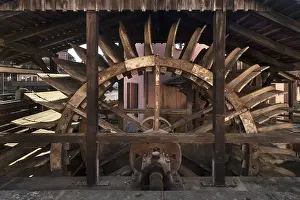 Southern Germany Old Building Prints: Mill wheel of the grinding mill