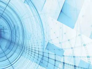 Computer Generated Image Prints: White and blue technology background - computer-generated image