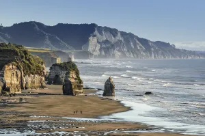 New Zealand Beaches Prints: White Cliffs Beach at low tide