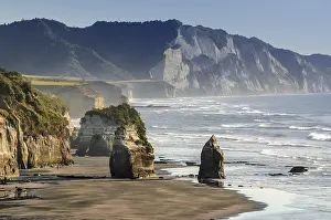 No People Sandy Beach Scene Prints: White Cliffs Beach at low tide