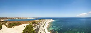 Uninhabited Rocky Shoreline Prints: White cliffs at the coast of Malta