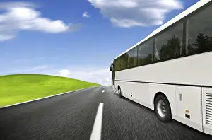 Isolated White Background Prints: White coach in motion