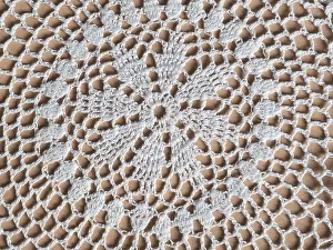White Linen Background Prints: White fabric doily