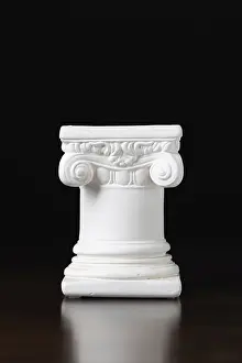 Dark Background Architecture Prints: White ionic design column on dark background