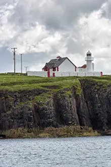 Irish Coastal Photography Prints: White Lighthouse on High Cliffs