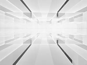 Fractal Art Design Prints: White perspective technology background - computer-generated image