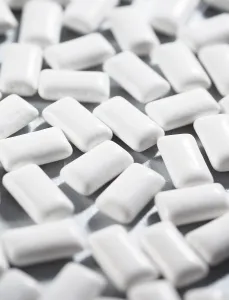Unhealthy Snack Options Prints: White rectangular chewing gum on grey