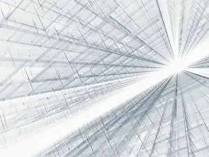 Deserted Horizon View Prints: White technology background - computer-generated 3d illustration