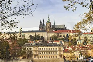 Prague Castle Panorama Prints: Wide panoramic view of Prague castle complex