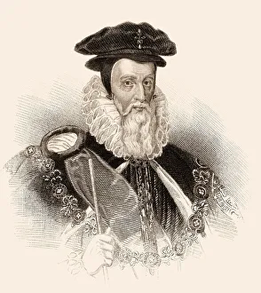 Historic British Politician Prints: William Cecil, 1. Baron Burghley oder Burleigh
