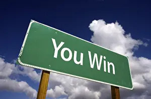 Dramatic Clouds Prints: You win road sign with dramatic clouds and sky